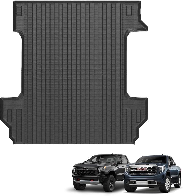 Photo 1 of Ecarzo Truck Bed Mat for 2026 2025-2019 Chevy Silverado 1500/GMC Sierra 1500 5.8 FT Custom Fit Heavy-Duty TPE Car Cargo Bed Liner Anti-Slip All-Weather Tailgate Protector Odorless Pickup Accessories
