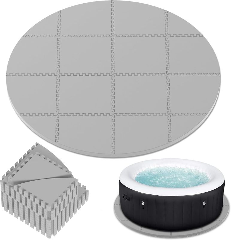 Photo 1 of AFFLUENT 77" EVA Hot Tub Mat & Pad for Inflatable Tubs - 1/2" 12MM Thickened Non-Slip Outdoor/Indoor Protective Mat, Waterproof Durable Inflatable Hot Tub Accessories, Easy Clean (Gray)

