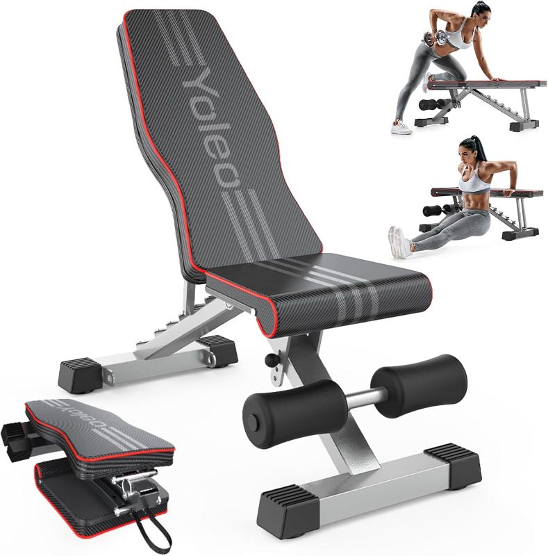 Photo 1 of Yoleo Adjustable Weight Bench for Full Body Workout; Foldable Bench Press Bench of Home Gym Strength Training; Incline Decline Flat Utility Workout Bench with Quick Folding& Fast Adjustment (Black)
