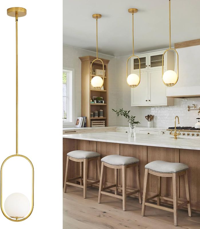 Photo 1 of Yunnix Pendant Lights Kitchen Island Dining Room Light Fixture Pendant Lights for Bedroom Pendant Light Globe Light Gold One Light (Bulb Not Included)

