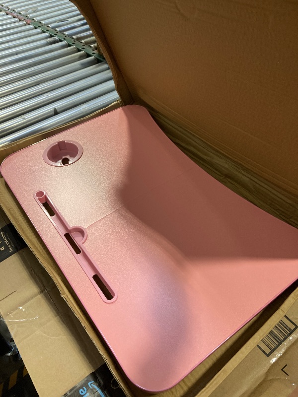 Photo 1 of Laptop Desk Foldable Bed Table, Portable Lap Desk Laptop Bed Tray Table with Storage Drawer and Cup Holder, Lap TraysTables Notebook Stand Reading Desks Breakfast Tray for Beds Couch Sofa Floor – Pink
