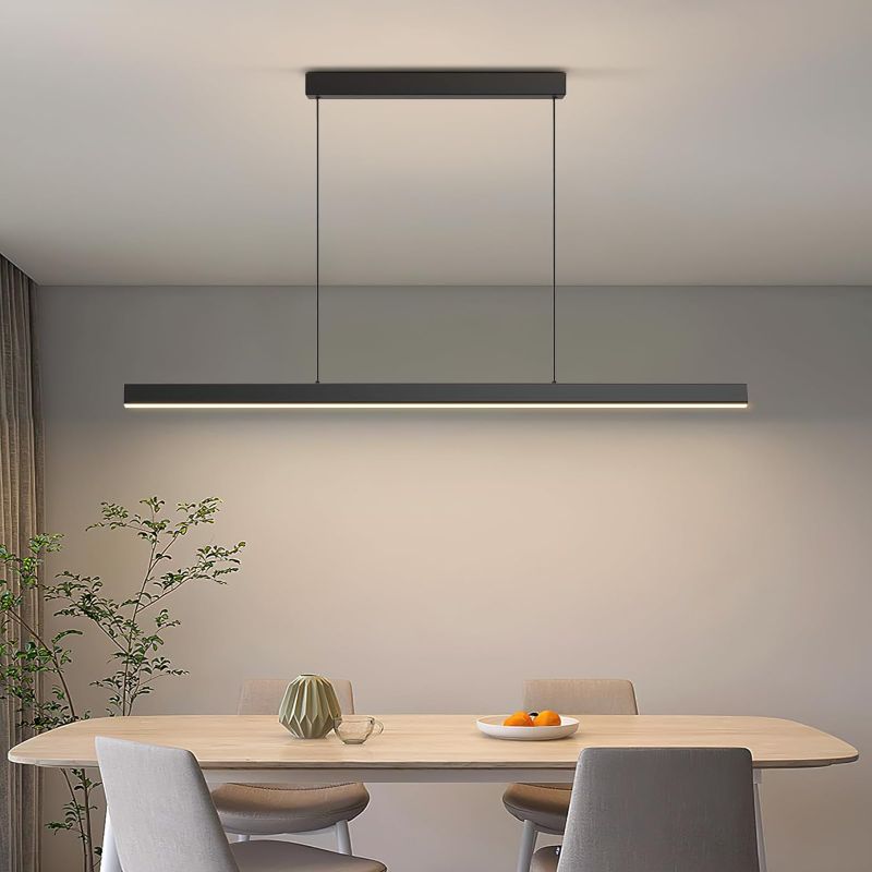 Photo 1 of LED Linear Pendant Lights, 39in Island Lighting Fixture 3000k-6000K Dimmable, Chandelier Lamp for Kitchen Dining Room Pool Table Office Bar Garage Workbench