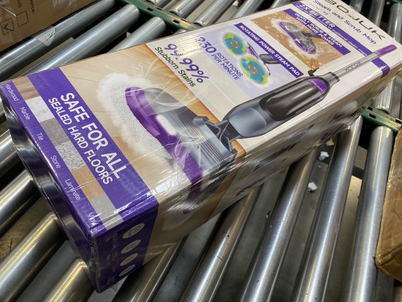 Photo 1 of Scrub & Steam Mop with Rotating Mop Pads, LED Headlights, 6 Scrub Pads, Large Tank, Swivel Steering, Effortless Scrubbing Hard Floor Cleaner Upgraded

