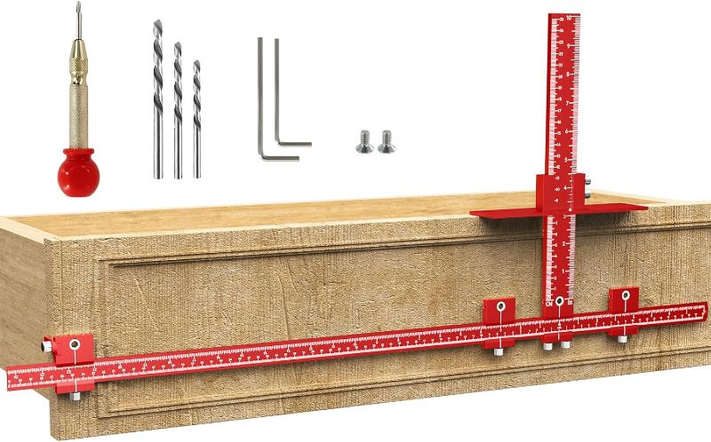 Photo 1 of Extended Cabinet Hardware Jig Kit, 32-inch & 16-inch Detachable MAX Cabinet Handle Jig with Auto Center Punch, Aluminium Alloy Cabinet Handle Template Drill Guide, Drawer Pull Jig for Handle Knob Pull