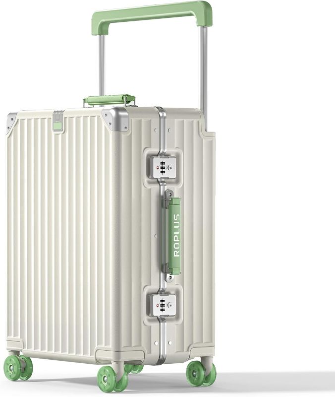 Photo 1 of Aluminium Frame Carry on Luggage with Smooth Jelly Wheels, Hardside Zipperless Rolling Suitcase with TSA Lock (White, 21-Inch)
