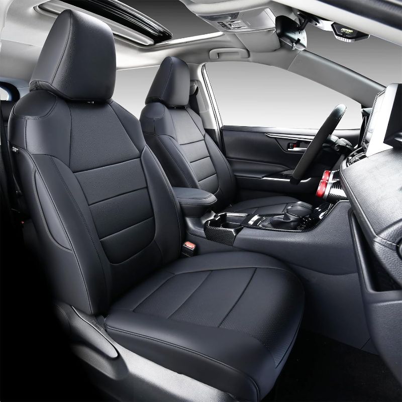 Photo 1 of RAV4 Seat Covers, Custom Fit Toyota RAV4 2019 2020 2021 2022 2023 2024 2025, Full Covered Vehicle Accessories Fit for RAV 4 LE, XLE, XLE Premium, Limited - Black
