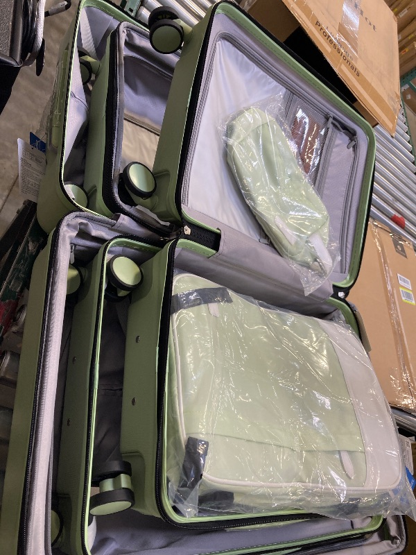 Photo 1 of 5-Piece Lightweight Luggage with Backpack Sets, ABS+PC Hard Shell Suitcase with TSA Lock & YKK Zipper (Avocado Green, 20in/24in/28in/BP/TB)
