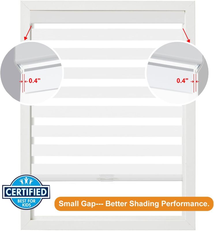 Photo 1 of Persilux Blackout Cordless Zebra Blinds for Windows (35" W x 72" H, White) with Upgraded Cassette Light Filtering Dual Layers Thermal Insulated Sheer Window Shades for Home
