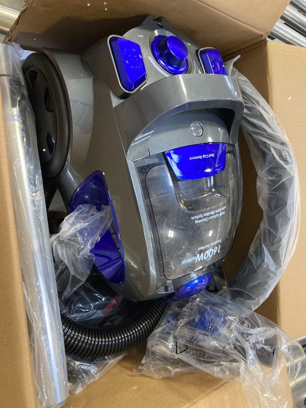 Photo 1 of Canister Vacuum Cleaner, 32Kpa 1600W Cyclon Power Bagless Canister Vacuum Cleaners for Home, 3.7QT Large Dust Cup, Lightweight Vac for Hard Floors, Carpets, Pet Hair, Blue
