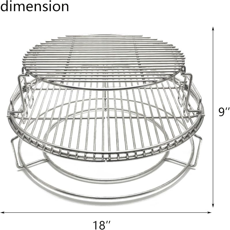 Photo 1 of Multi-Level Base Rack Cooking Grate Stack Rack for BGE, Big Green Egg Large, Char-Griller AKORN, Kamado Joe Classic 18" Charcoal Grill Multi-Function Expanded Cooking Basket Grid Eggspander Kit
