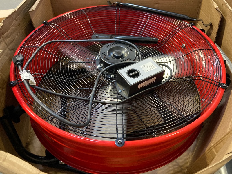 Photo 1 of  24 Inch Commercial Floor Drum Fan in Red
