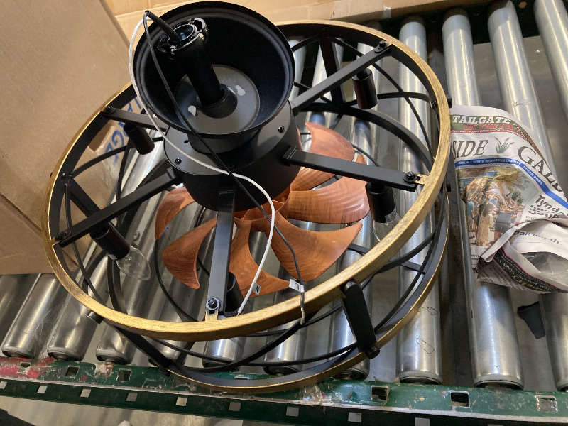 Photo 1 of  19" Farmhouse Flush Mount Caged Ceiling Fan With Lights  
