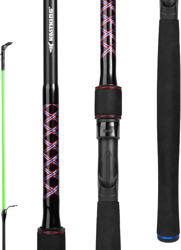 Photo 1 of KastKing Brutus Spinning Rods & Casting Fishing Rods, Brute Tuff Composite Graphite & Glass Blanks, Stainless Steel Line Guides w/Zirconium Oxide Rings Tip Top, Chartreuse Strike Tip

