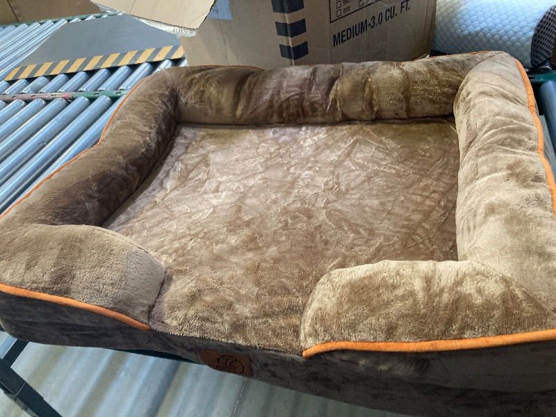 Photo 1 of Bedsure Orthopedic Dog Bed Medium Size Dogs - Washable Medium Dog Cat Bed Waterproof, Comfort Pet Couch Sofa with Washable Removable Cover, Pets Bed with Nonskid Bottom, Brown, 28"