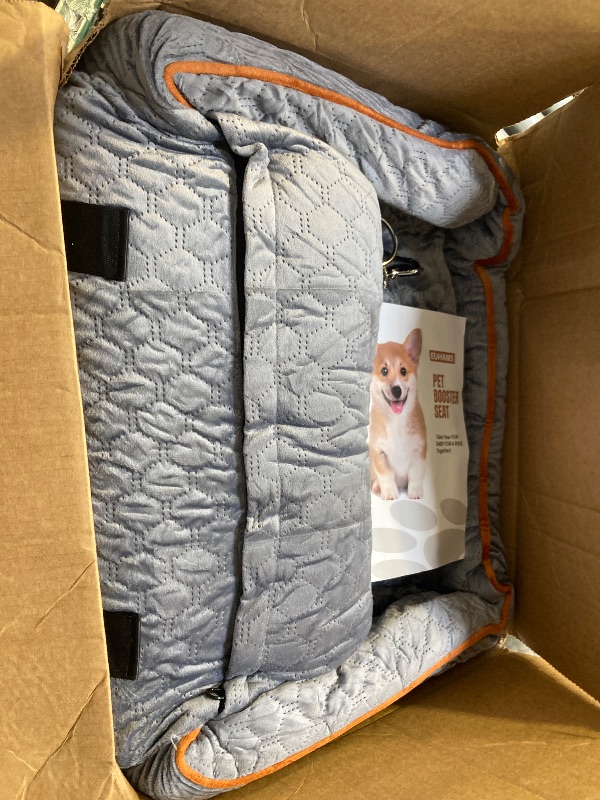 Photo 1 of Dog Car Seat - Memory Foam Dog Booster Seat for Small Dogs Up to 25lbs-Elevated Pet Car Seat with Storage Pockets and Dog Seat Belt-Soft Pet Travel Bed for Front & Back Seats-Removable Washable-Grey
