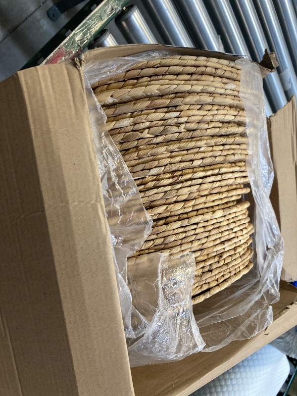 Photo 1 of FoldTier 40 Pcs Round Placemats Bulk Plate Chargers Set 11.8 Inch Woven Placemat Rustic Braided Straw Rattan Charger Natural Water Hyacinth Place Mat for Wedding Party Table Single Tableware Use