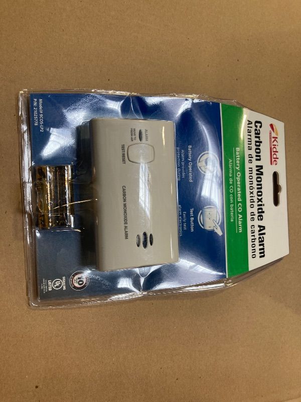 Photo 1 of Kidde Carbon Monoxide Detector, Battery Powered CO Alarm with LEDs, Test-Reset Button, Low Battery Indicator, Portable
