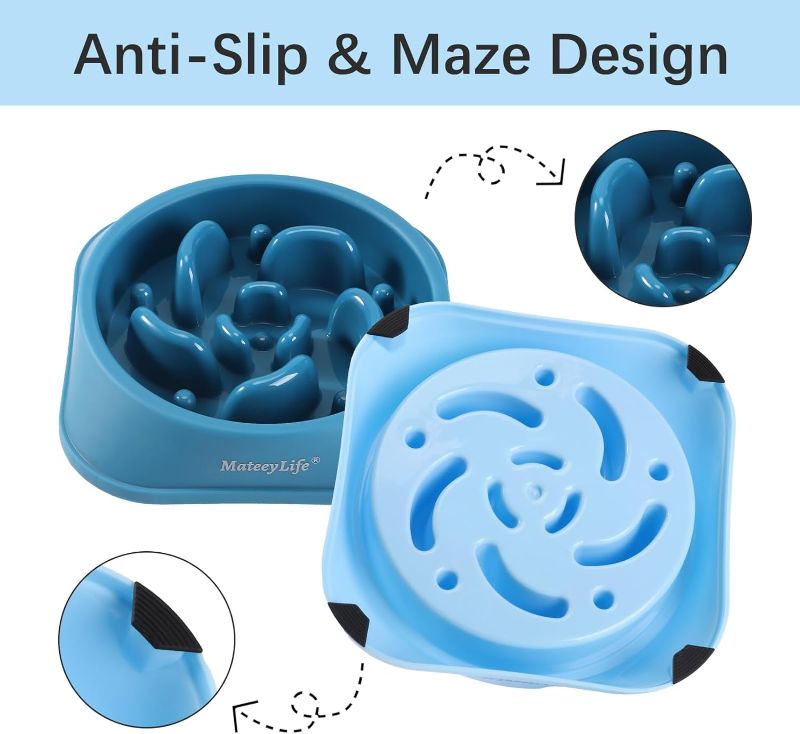 Photo 1 of MateeyLife Slow Feeder Dog Bowls 2PCS, Anti-Choking Puzzle Dog Food Bowls, Anti-Slip Interactive Feeding Slow Down Eating, Bloat Stop Maze Dishes for All Breeds Pets