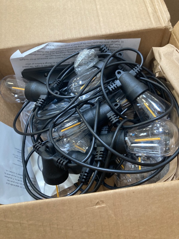 Photo 1 of Brightech Ambience Pro Solar Powered Outdoor String Lights, 48 ft Commercial Grade Waterproof Patio Lights, 15 Edison Bulbs, Shatterproof LED String Lights for Outside, Porch - 1W Soft White