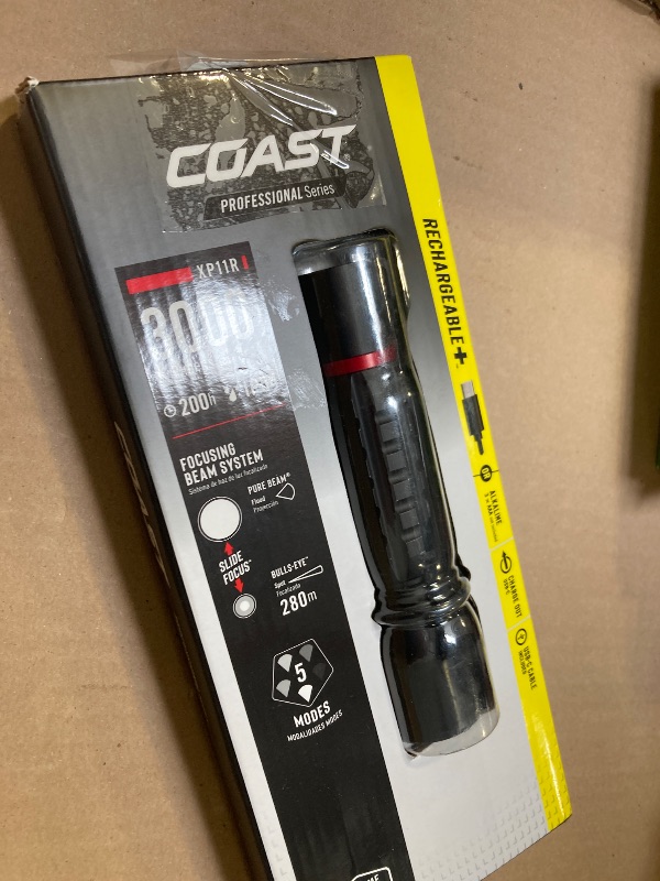 Photo 1 of COAST XP11R Rechargeable Dual Power LED Flashlight, 3000 Lumens, Black