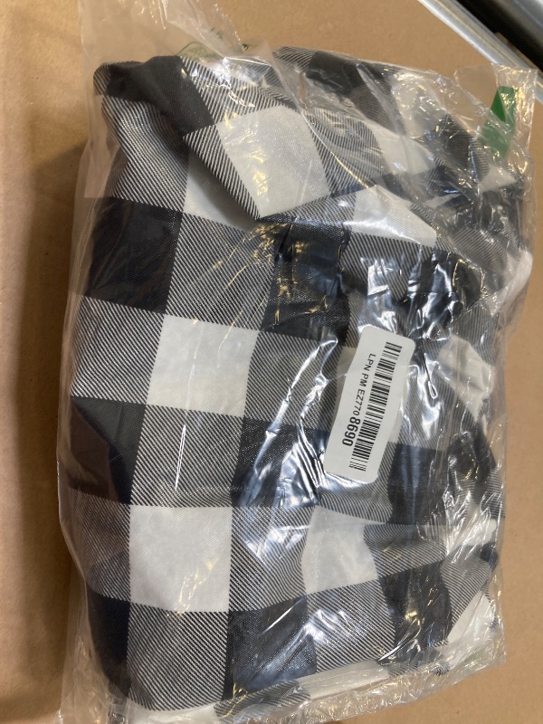 Photo 1 of Smiry Round Picnic Tablecloth, Elastic Waterproof Fitted Vinyl Tablecloths for 36"-44" Tables, Flannel Backed Buffalo Plaid Table Cover for Dining, Camping, Outdoor, Black and White