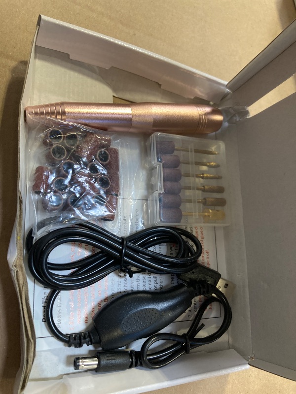 Photo 1 of Alety Electric Nail Drill Kit - Portable File for Acrylic Gel Nails, Professional Machine Efile Manicure Pedicure Tools With Gold Drill Bits for Home Salon Use