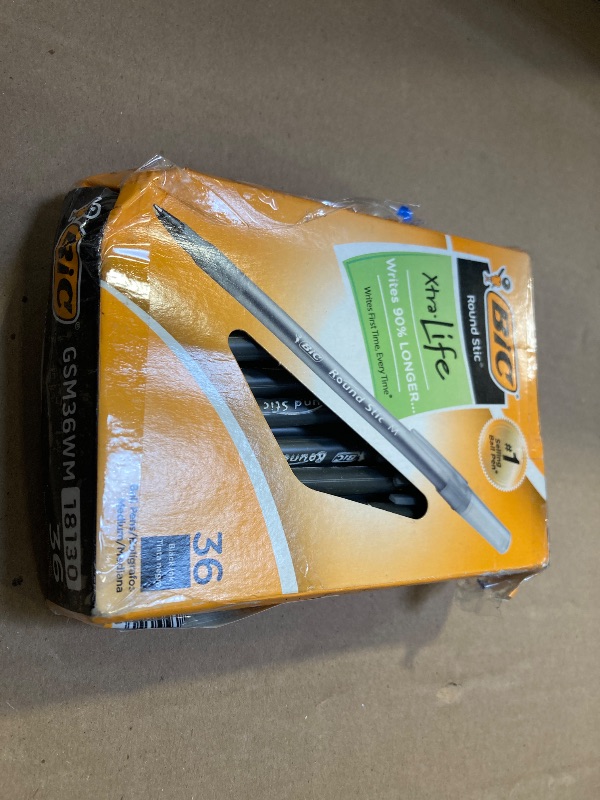 Photo 1 of BIC Round Stic Xtra Life Black Ballpoint Pens, Medium Point (1.0mm), 36-Count Pack of Bulk Pens, Flexible Round Barrel for Writing Comfort, No. 1 Selling Ballpoint Pens