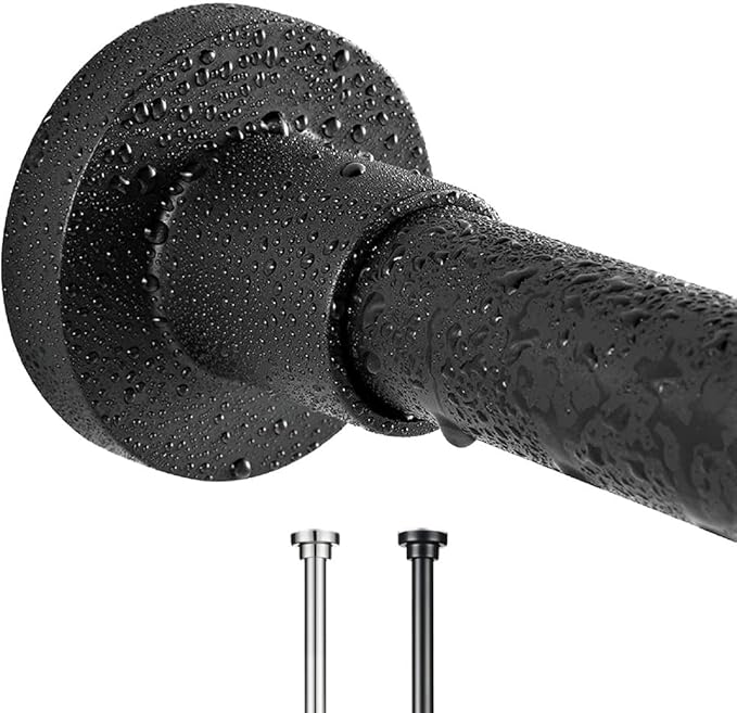Photo 1 of Tension Curtain Rods - 16-24 Inches - No Drill & Rust Proof Shower Curtain Rods for Bathroom - Black Shower Rods