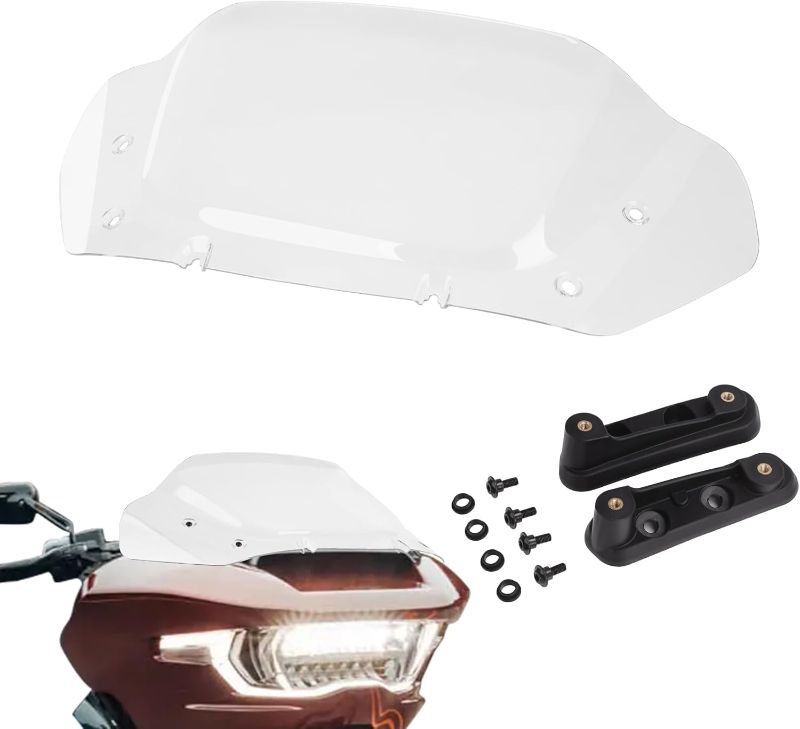 Photo 1 of 10" Motorcycle Windshield Kits, Wave Windscreen, Clear Wind Splitter Fit for Harley Davidson Street Glide FLHX 2024 2025, CVO FLHXSE 2023-2025, Street Glide Ultra FLHXU 2025-up (Transparent)
