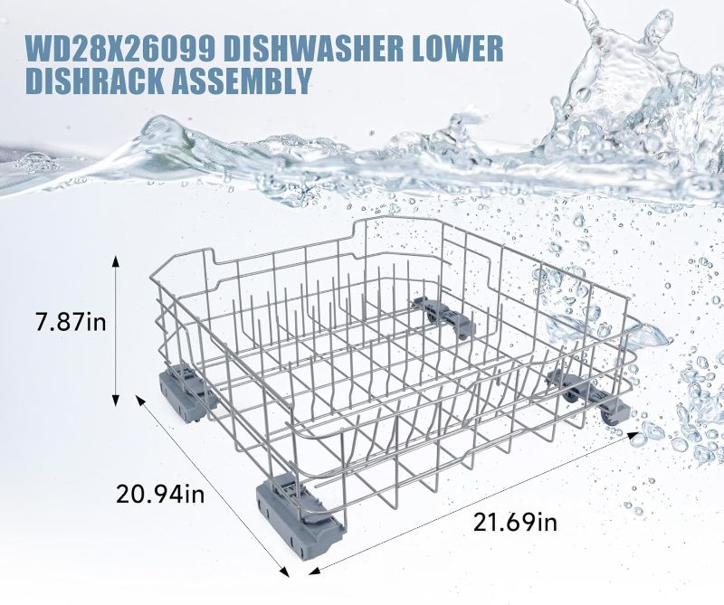 Photo 1 of Upgraded WD28X26099 WD28X34744 Dishwasher Lower Rack Assembly Compatible with GE dishwashers, Coated with imported nylon material, Replaces WD28X24396, WD28X10346, WD28X22506, WD28X22696 ect
