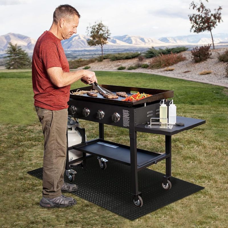 Photo 1 of 65"*40" Under Grill Mats for Outdoor Grill,2.0mm Thick Heavy Duty Non-Slip PVC Grill Matt for Outdoor Grill Deck Protector,Extra Large Rubber Outdoor Grill Mat

