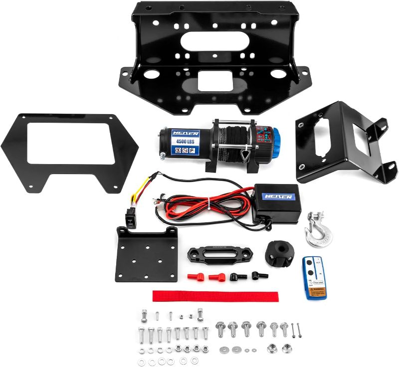 Photo 1 of WeiSen 4500lb 12V Electric Winch Kit w/Winch Mount and Rocker Switch Compatible with Polaris RZR PRO XP 4 2020-2024, with Synthetic Line Hawse Fairlead and Hook Stopper