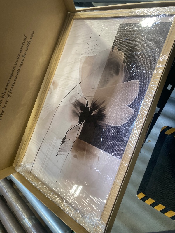 Photo 1 of 2 pcs framed black and white flower abstract wall art modern 16x24"
