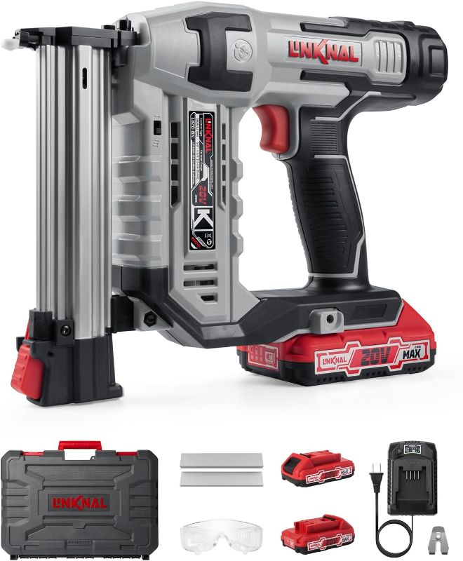 Photo 1 of Electric Nail Gun, LINKNAL Cordless Brad Nailer Battery Powered,18 Gauge, 2×20V MAX Li-ion Batteries, Charger