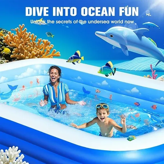 Photo 1 of Inflatable Pool with Canopy,Upgraded Inflatable Swimming Pool for Kids,Adult,Large Inflatable Blow up Pools