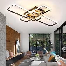 Photo 1 of Upgraded LED Ceiling Light Fixture, L55.12 Large Modern Lights for Living Room, Dimmable With Remote, Black Gold Dining Room Light