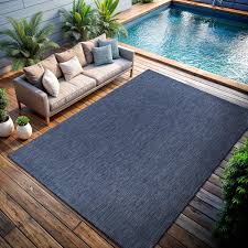Photo 1 of CAMILSON Outdoor Rug 9x12 Modern Area Rugs for Large Indoor and Outdoor Patios and Porches - Waterproof, Washable, Non-Shedding, Easy-to-Clean Outside Carpet (9 x 12, Solid - Navy Blue)