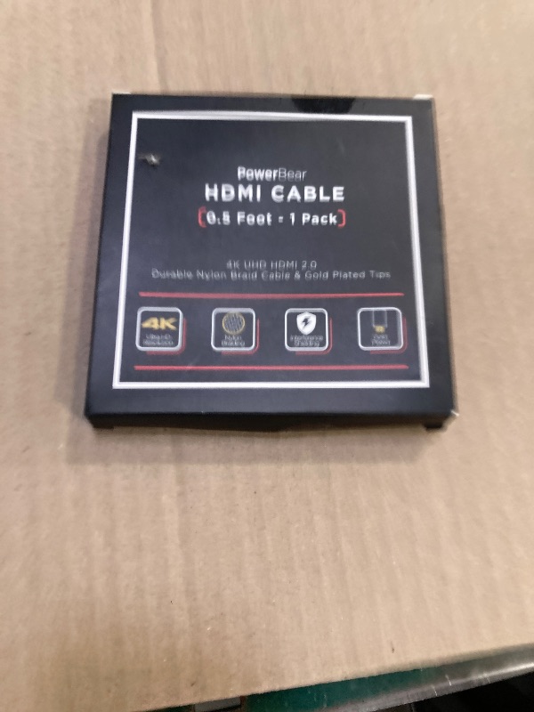 Photo 1 of PowerBear 4K HDMI Cable 0.5 ft | High Speed, Braided Nylon & Gold Connectors, 4K @ 60Hz, Ultra HD, 2K, 1080P, ARC & CL3 Rated | for Laptop, Monitor, PS5, PS4, Xbox One, Fire TV, Apple TV & More