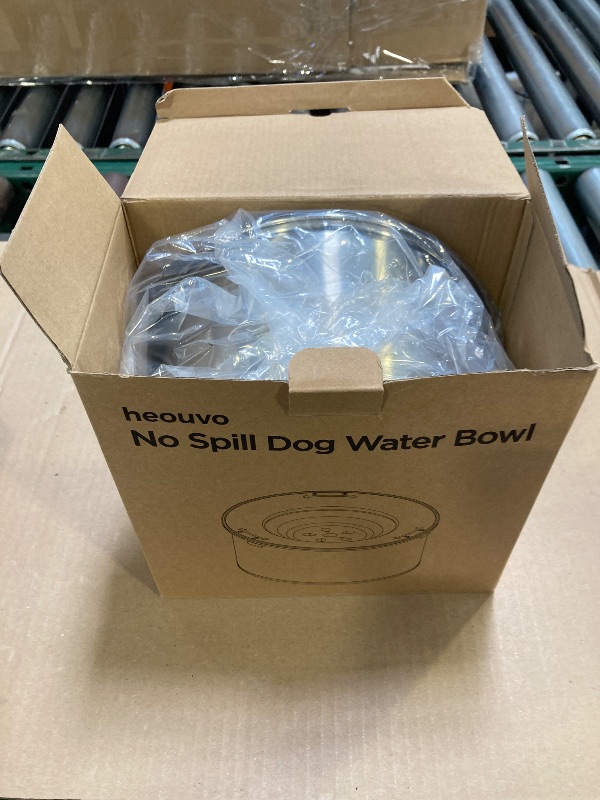 Photo 1 of Heouvo 1 Gallon Large Dog Water Bowl No Spill,?Anti Digging Lid & Rubber Bottom? Spill Proof Dog Bowl, Anti Splash Mess Dripless Slow Drinking Stainless Steel Water for Sloppy Messy Drinkers Car