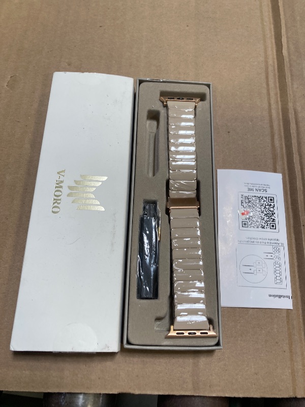 Photo 1 of V-MORO Resin Band Compatible with Apple Watch Series 7/8/9/10 41mm/40mm/38mm/42mm Fashion Cute Strap for iWatch Series 6/5/4/3/2/1/SE/SE 2 Lightweight Bracelet Wristband Women(Classic Milk Tea)