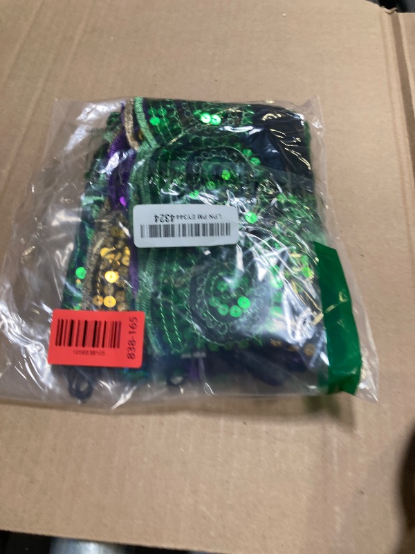 Photo 1 of QLINLEAF Mardi Gras Shawl Scarf Sequin Mardi Gras Outfit for Women with Headband and Earrings Canival Party Favor
