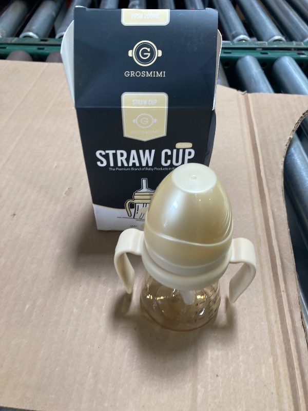 Photo 1 of GROSMIMI Spill Proof no Spill Magic Sippy Cup with Straw with Handle for Baby and Toddlers, Customizable, PPSU, BPA Free 6 oz (Butter)