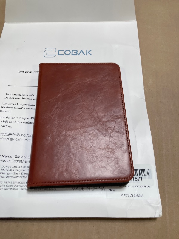 Photo 1 of CoBak Case for 6" E-Reader - PU Leather Smart Cover with Auto Sleep/Wake & Hand Strap, not Compatible with Kobo Clara,Vintage Brown