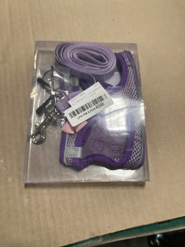 Photo 1 of NCMAMA Cat Vest Harness and Leash Set for Walking Escape Proof, Adjustable Kitten Harness Breathable Mesh with Reflective Strips Harness for Kitty Puppy Bunny (Purple, S)