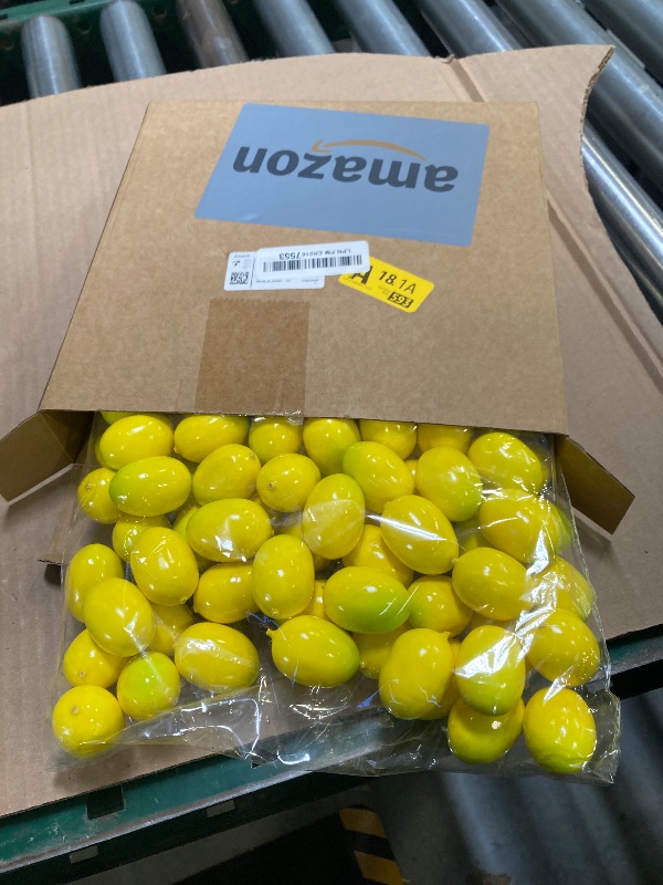 Photo 1 of 100 Pcs Mini Artificial Lemon Fake Fruit Faux Artificial Simulation Lemon Summer Realistic Kitchen Fruit Decor Lifelike Decoration for Home Kitchen Table, 1. 2 x 1. 8 Inch