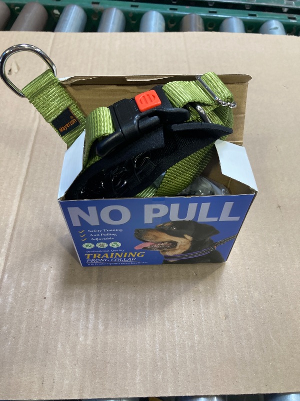 Photo 1 of Mayerzon No Pull Dog Collar, Patented Martingale Collar for Small Medium Large Dogs with Buckle and Heavy Duty Nylon for Walking Training Hunting, Safe and Easy to Use(XL, Green)