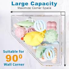 Photo 1 of Natheeph Bath Toy Organizer 1 Pack - Clear Large Capacity Bath Toy Storage Holder with Quick-Dry Holes, Space-Saving Corner Shower Caddy for Bathroom & Kitchen