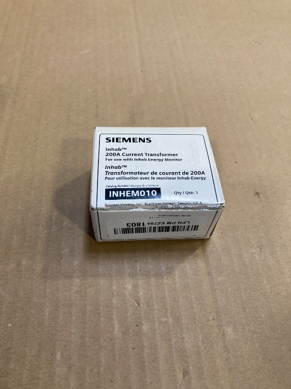 Photo 1 of SIEMENS INHEM010 Inhab Smart Home Energy Monitor 200A Main Current Transformer (CT) 3-Phase Sensor Kit Add On