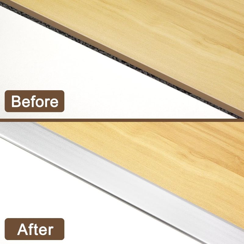 Photo 1 of Aluminum T Molding Floor Transition Strip Self Adhesive, Door Threshold Strip, Edge Trim for Laminate Wood Tile Vinyl, Floor Divider for Joining Flooring Gaps (3pcs, 36 x 2 in, Silver)
