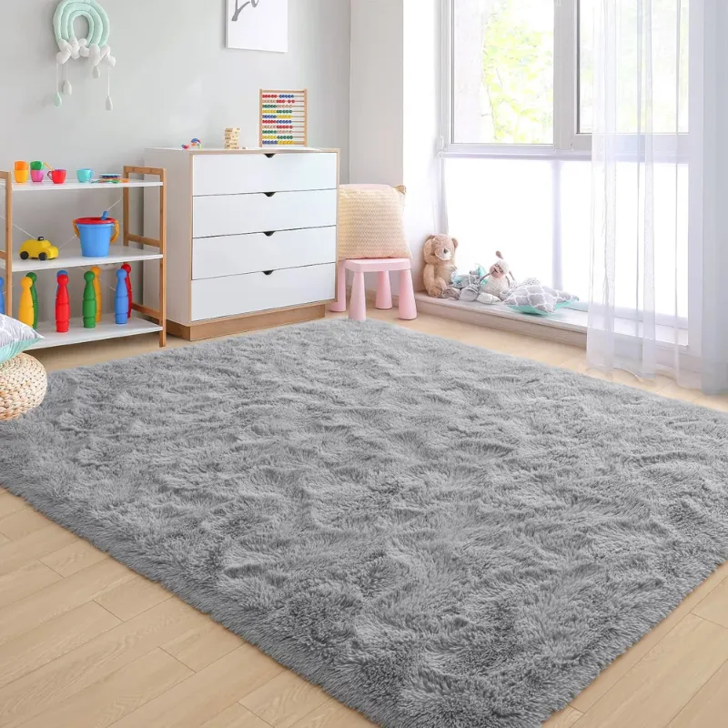 Photo 1 of Large Fluffy Area Rugs for Living Room Bedroom Decor Carpet, Light Gray